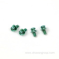 Green zinc plated sems screws with flat washer